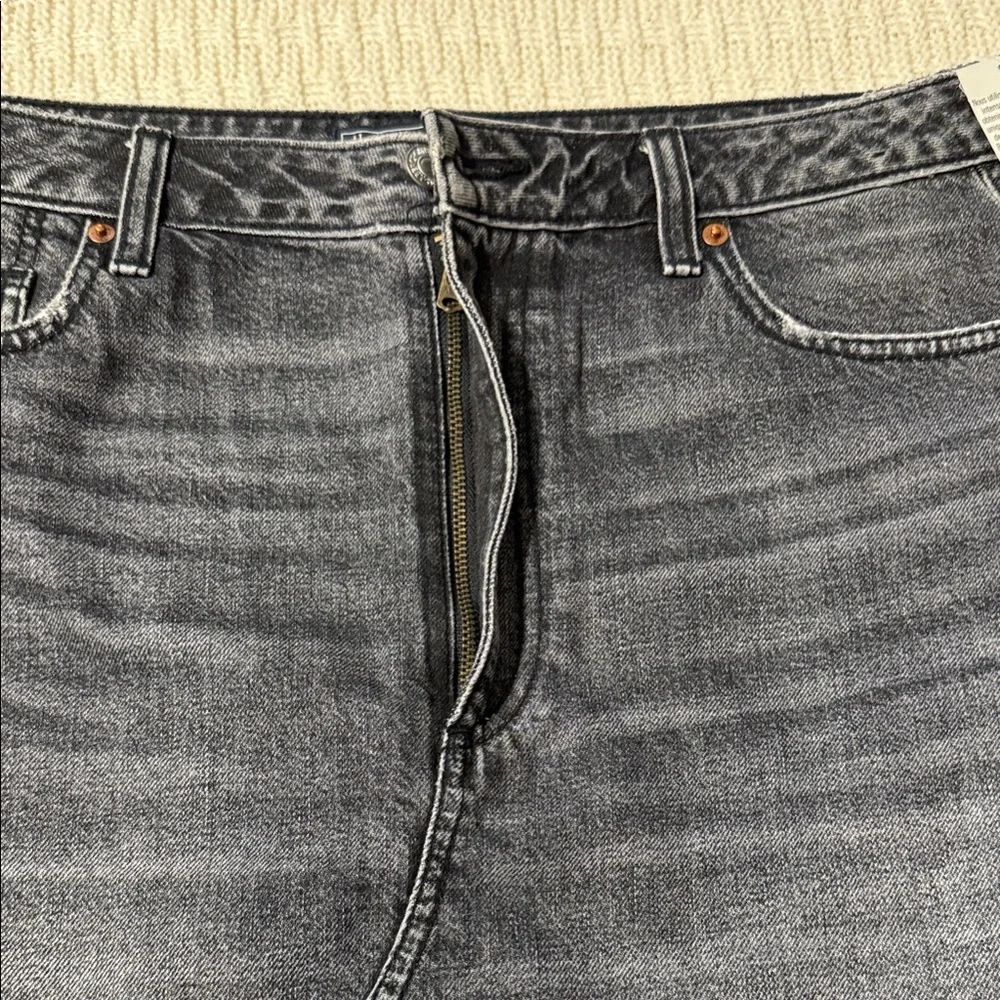 Abercrombie & Fitch Washed Black Distressed Denim Mini Skirt Vintage - Picture 2 of 9